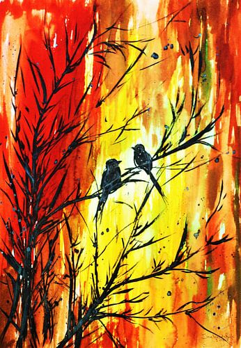 Deux oiseaux amoureux