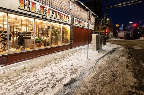 Electric Fetus platenwinkel in minneapolis in de winter