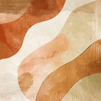 Terracotta Waves abstracte kunst in aardse tinten