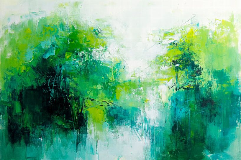 Abstract landscape in shades of green by Poster Art Shop