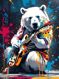 Eisbär spielt Gitarre, Graffiti von Makar Mokrynskyi