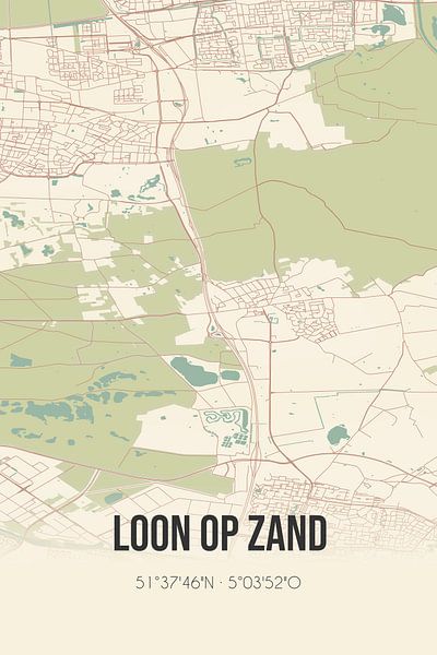 Vieille carte de Loon op Zand (Brabant du Nord) par Affiches de lieux