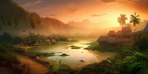 Gouden Uur in Aziatisch Landschap