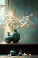 Blossoms in Green and Pink