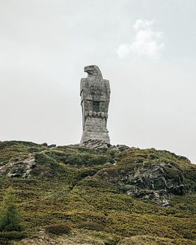 Statue of an eagle in the italian mountains