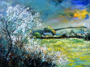 Witte doorns in de lente van pol ledent