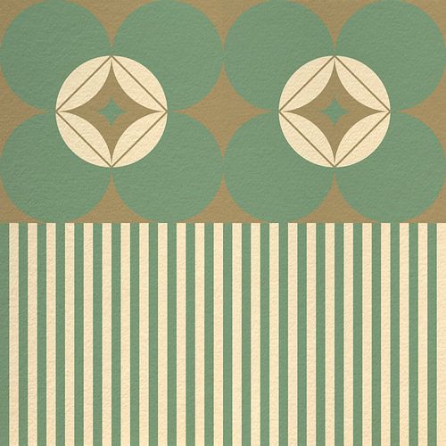 Retro Scandinavisch design geïnspireerd bloemen en bladeren in bruin, groen, wit