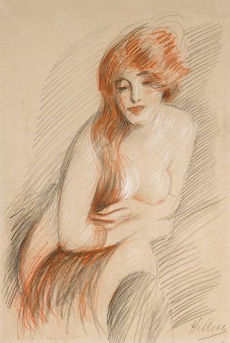 Paul César Helleu - Female Nude with Long Hair