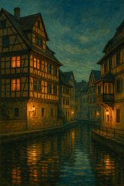Strasbourg Golden Glow – Alsace Canal Evening Art