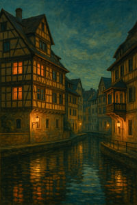 Strasbourg Golden Glow - Elsass-Kanal Abendkunst