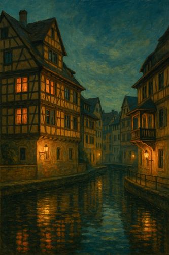 Strasbourg Golden Glow - Art du soir du canal d'Alsace