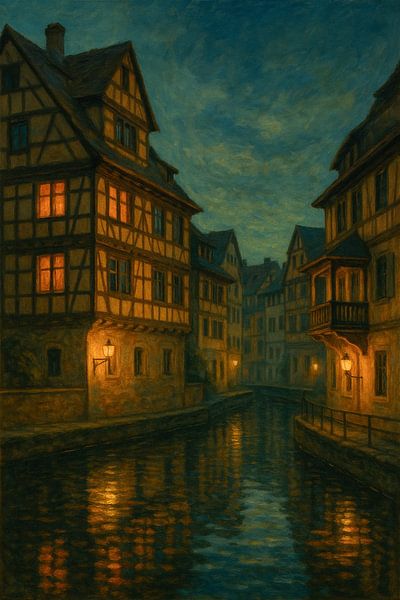 Straatsburg Gouden Gloed - Avondkunst Elzaskanaal van Travel Shop