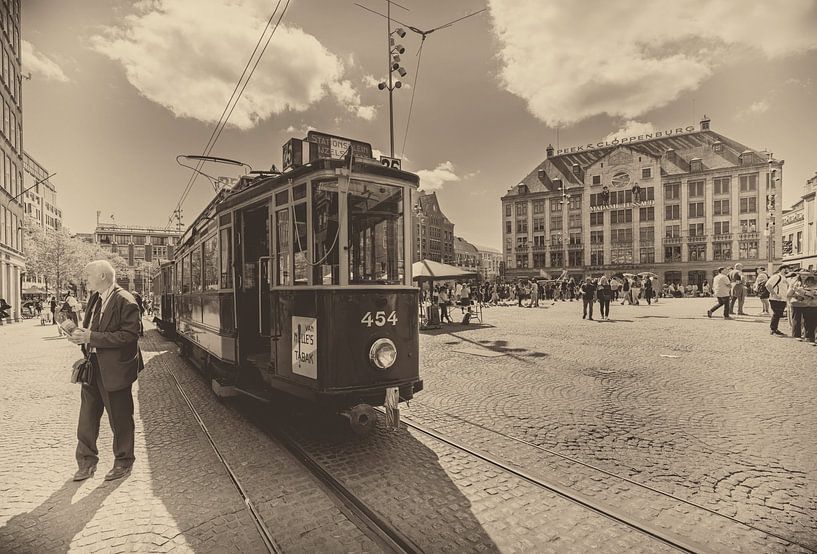 Tram sur la place du Dam par Humphry Jacobs