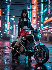 Cyberpunk in der nächtlichen Stadt