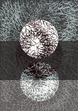 Geschreven structuren met cirkel 222 van Claudia Gründler