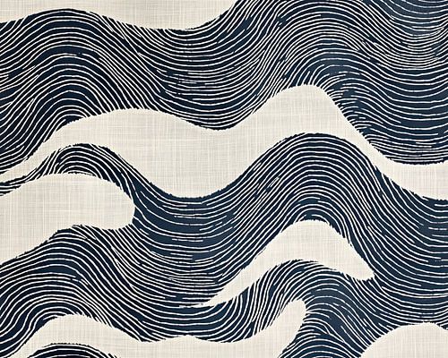 Soft Waves - gestickte Linien auf Leinen