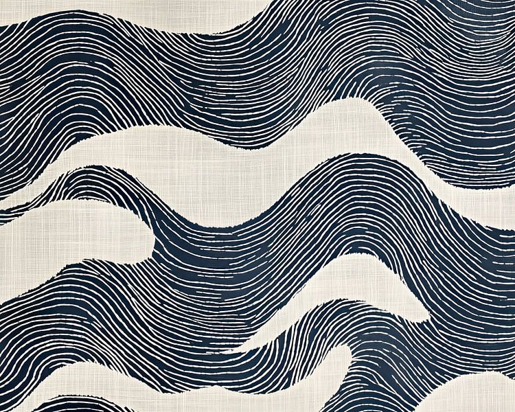Soft Waves - embroidered lines on linen by Thea