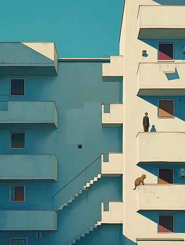 building with alien cat