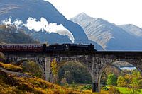 Jacobite stoomtrein,Glenfinnan Viaduct, Schotland