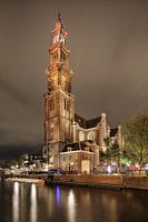 Nachtzicht op de iconische Westerkerk