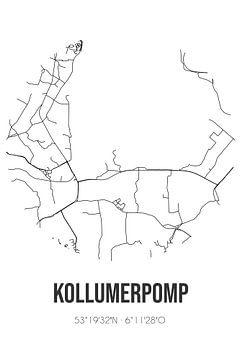 Kollumerpomp (Fryslan) | Landkaart | Zwart-wit van MijnStadsPoster
