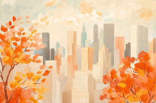 Paysage urbain aux couleurs de l'automne