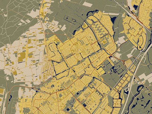Kaart van Heemskerk in de stijl van Gustav Klimt