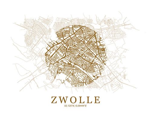 Gestylde plattgrond van Zwolle