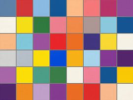 Abstraktes geometrisches Kunstwerk mit bunten Quadraten von STUDIO ARTSY