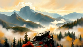 Berglandschaft – Zwischen Nebel und Gipfeln von AidasignArt