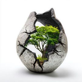 Grüner Baum in einer zerbrochenen Vase von TheXclusive Art
