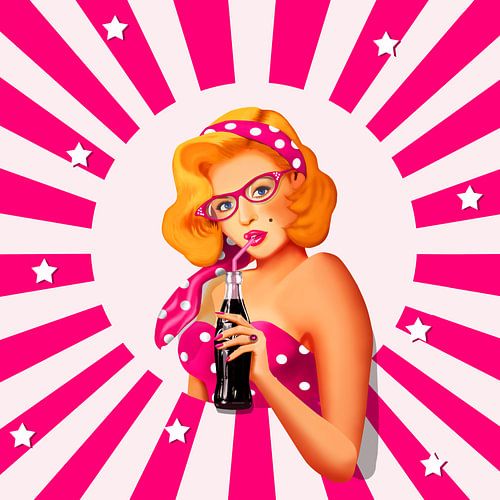 Pin-up girl op strepen met sterren