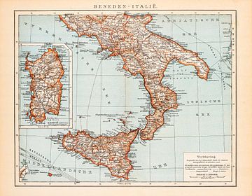 Vintage map Southern Italy by Studio Wunderkammer