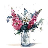 Romantic bouquet in watercolour and ink