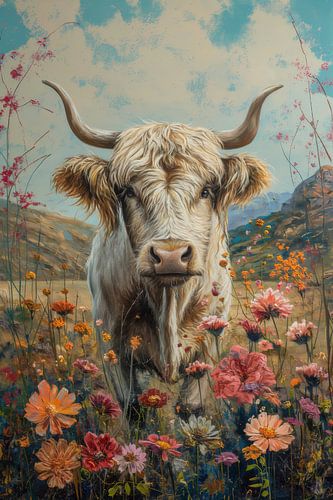 Highlander in Flower Valley - Kraftvolle Ruhe in farbenfroher Natur