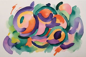 Green and purple abstraction by De Muurdecoratie