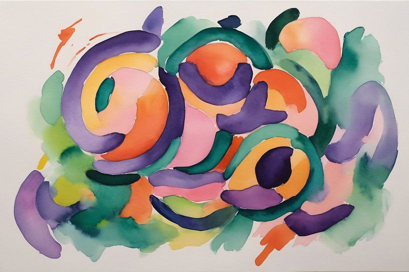 Groene en paarse abstractie van Art & Soul Creations