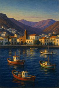 San Sebastián Sunset – Harbor Glow and Mountain Silhouettes