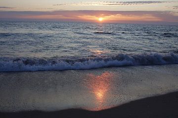 Sunset at high tide on Sylt