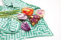 Historische tulpen op keukendoek
