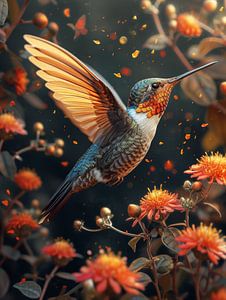 Fluoreszierender Flug - Bezaubernder Kolibri in Blüte