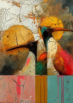 Vogel Selfies van Abstract Schilderij