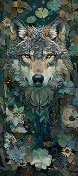 Schilderij Wolf Natuur van Abstract Schilderij