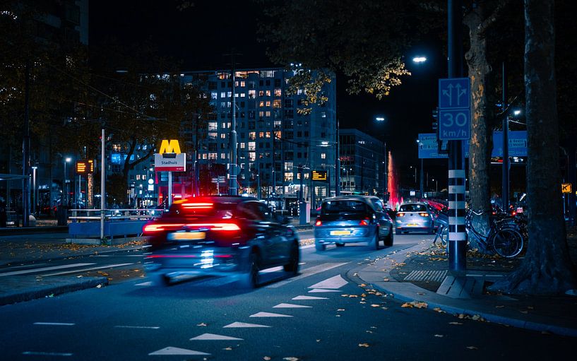 Traffic in the evening in Rotterdam by Michael Fousert