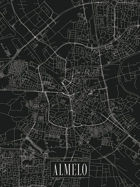 Stadtplan Almelo - Stadt - Dunkle Variante - Karte von Locus Studio