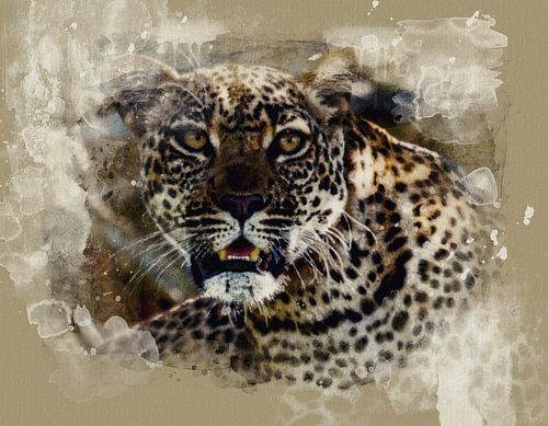 Het Luipaard loerend op zijn prooi van Frans Gesell