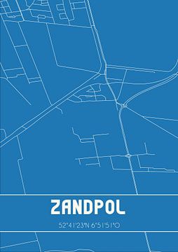 Blaupause | Karte | Zandpol (Drenthe) von Rezona