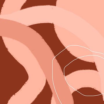 Abstracte organische lijnen en vormen in terracotta en roze nr. 6 van Dina Dankers