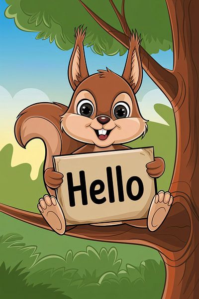 Cute squirrel with welcome sign by Art & Soul Creations