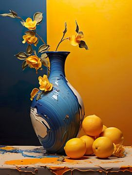 Vase jaune-bleu sur PixelPrestige